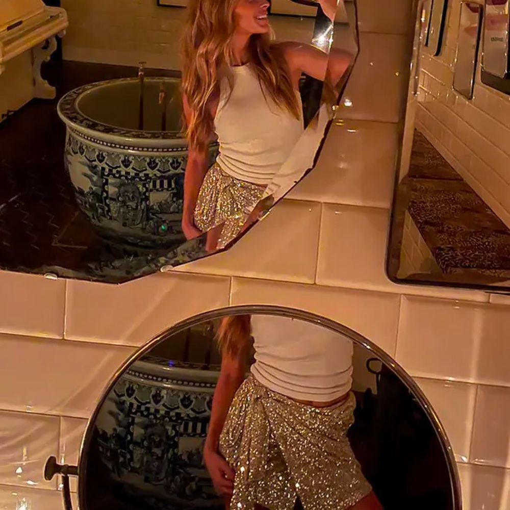 Never Fully Dressed Glittering Silver Mini Skirt - image 2